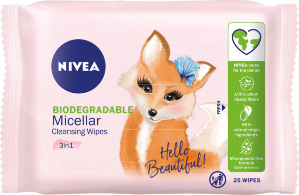 Nivea Chusteczki micelarne do twarzy i oczu 3w1- cera każda (biodegradowalne) 1op.-25szt