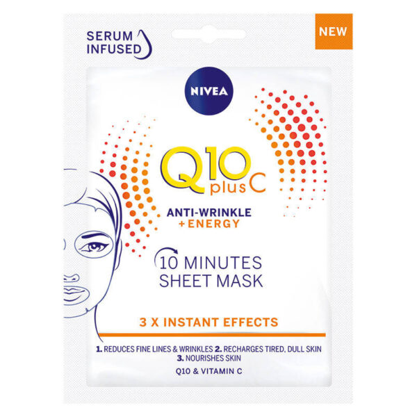 Nivea Q10 Plus C Maska w płacie 10-minutowa Anti-Wrinkle+Energy