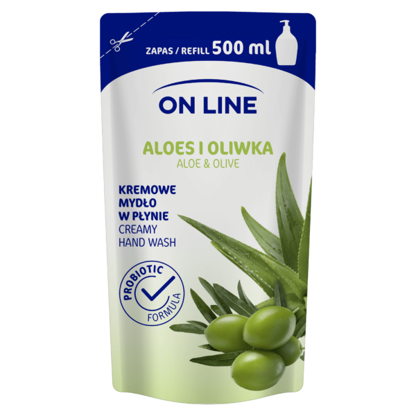 On Line Mydło kremowe w płynie Aloes i Oliwka - uzupełnienie  500ml