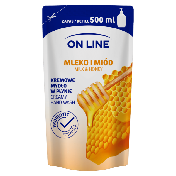 On Line Mydło kremowe w płynie Mleko i Miód - uzupełnienie  500ml