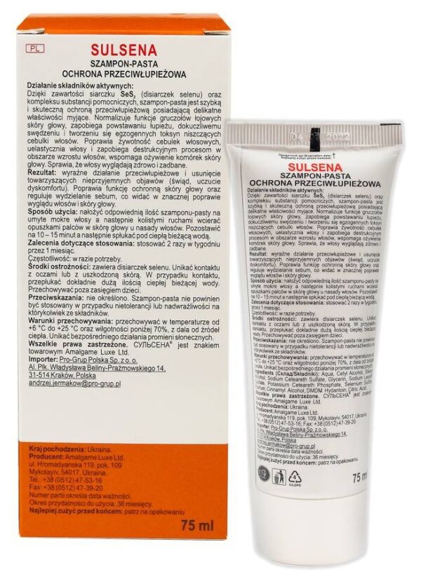 SULSENA Szampon-pasta do włosów - ochrona przeciwłupieżowa 75ml - obrazek 2