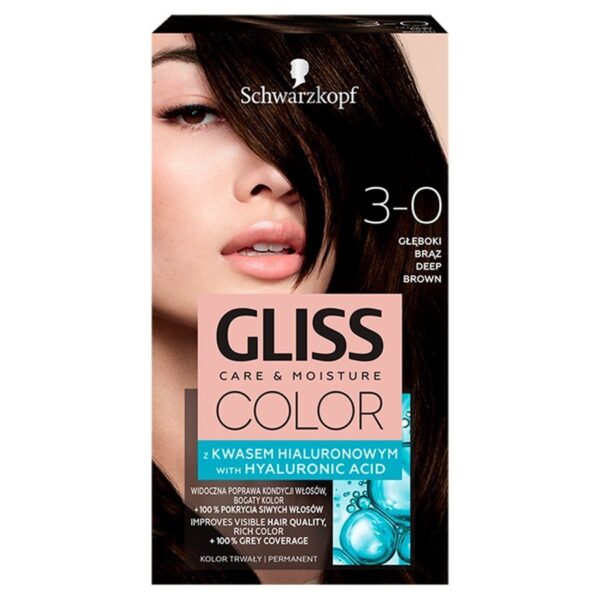 Schwarzkopf Gliss Color Krem koloryzujący nr 3-0 Głęboki Brąz