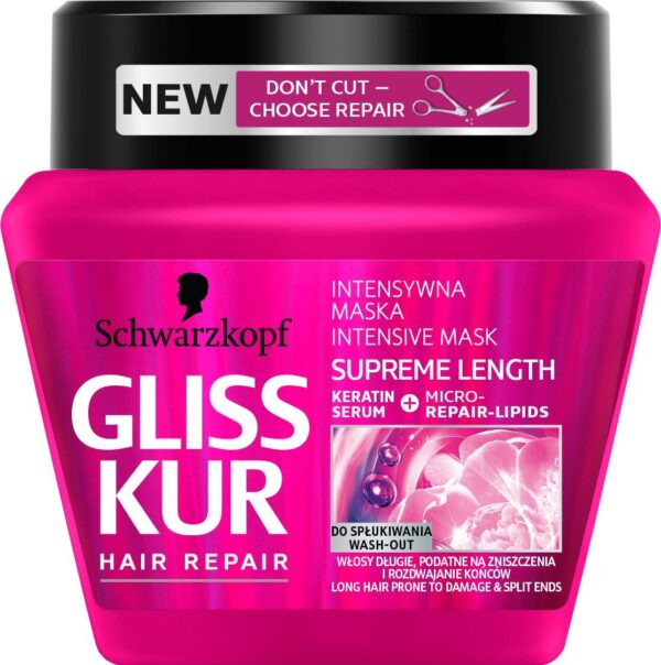 Schwarzkopf Gliss Kur Supreme Length Maska do włosów zniszczonych 300ml - obrazek 2