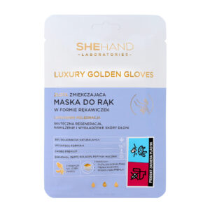 SheHand Luxury Golden Gloves Złota Zmiękczająca Maska do rąk w formie rękawiczek