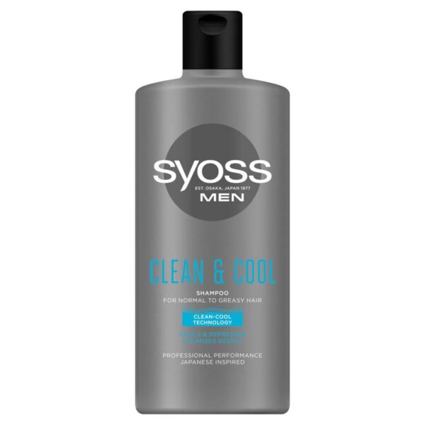 Syoss Men Clean & Cool Szampon odświeżający - włosy normalne i przetłuszczające 440ml