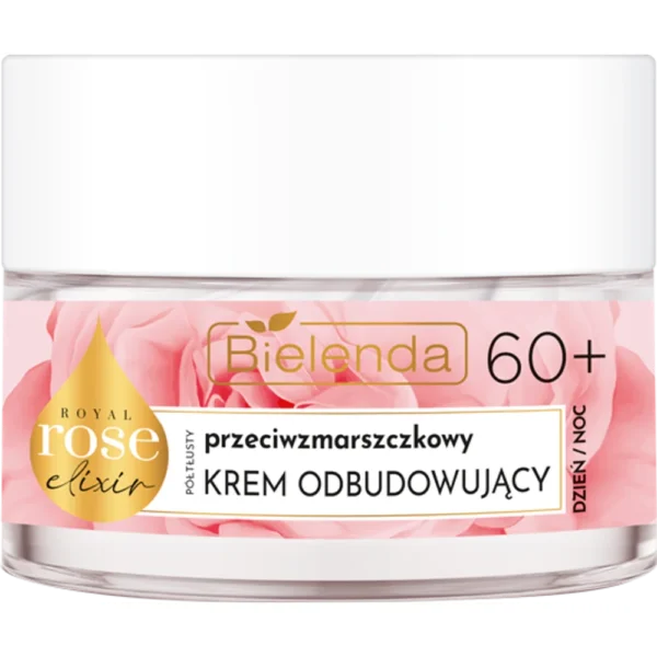 Bielenda Royal Rose przeciwzmarszczkowy półtłusty krem odbudowujący 60+, dzień/ noc, 50 ml