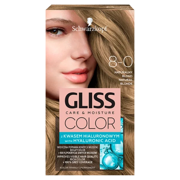 Schwarzkopf Gliss Color farba do włosów do włosów nr 8-0 Naturalny blond, 1 szt.