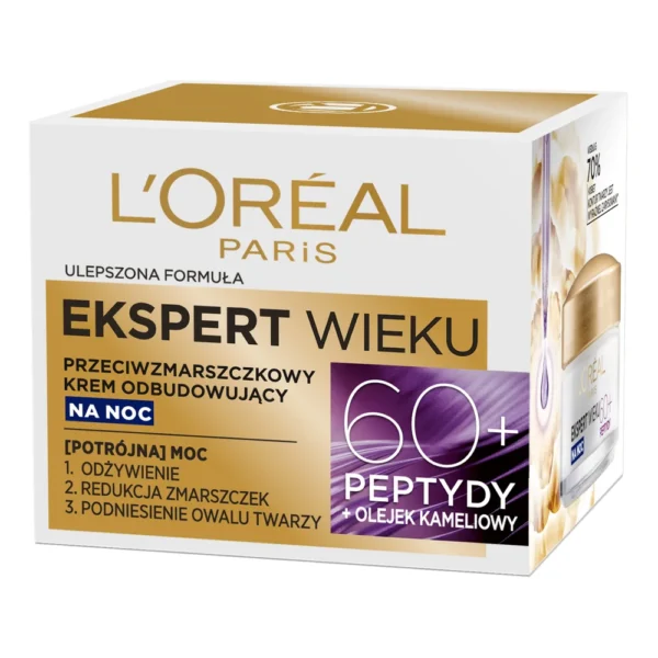 L`Oreal Paris Ekspert wieku przeciwzmarszczkowy krem odbudowujący do twarzy na noc 60+, 50 ml