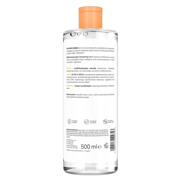 AA Pure Derma witaminowy płyn micelarny 3 w 1, 500 ml - obrazek 2