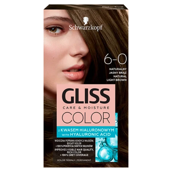 Schwarzkopf Gliss Color farba do włosów do włosów nr 6-0 Naturalny jasny brąz, 1 szt.