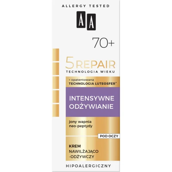 AA 5Repair Intensywne Odżywianie nawilżająco-odżywczy krem pod oczy 70+, 15 ml - obrazek 2