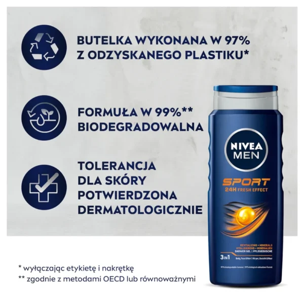 Nivea Men Sport żel pod prysznic, 500 ml - obrazek 5