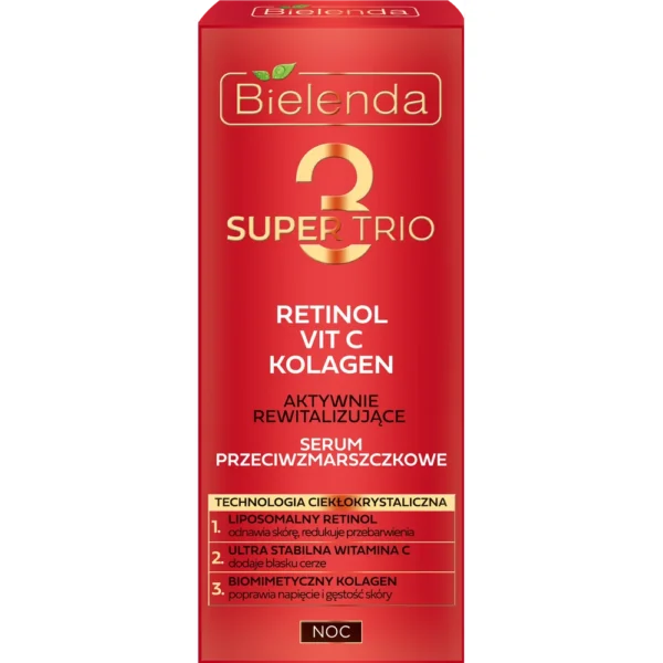 Bielenda Super Trio krem aktywnie rewitalizujące serum przeciwzmarszczkowe na noc, 30 ml