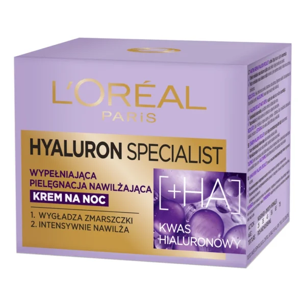 L`Oreal Paris Hyauloron Specialist wypełniająca pielęgnacja nawilżająca krem do twarzy na noc, 50 ml