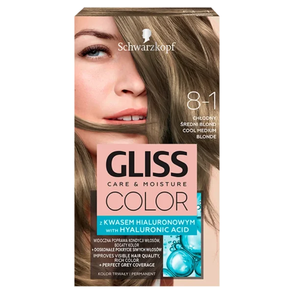 Schwarzkopf Gliss Color farba do włosów nr 8-1 Chłodny średni brąz, 1 szt.