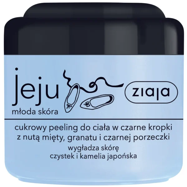 Ziaja Jeju wygładzający peeling cukrowy do ciała w czarne kropki, 200 ml