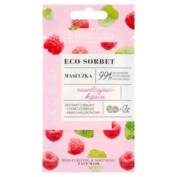 Bielenda Eco Sorbet Malina Maseczka nawilżająco-kojąca, 8 g