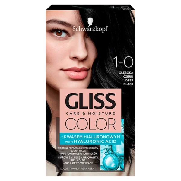 Schwarzkopf Gliss Color farba do włosów do włosów nr 1-0 Głęboka czerń, 1 szt.