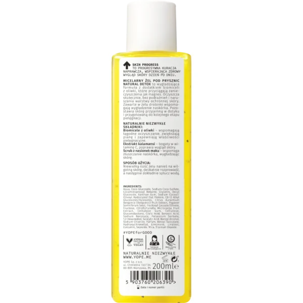YOPE Skin Progress Natural Detox micelarny żel pod prysznic Sour Fruits, 200 ml - obrazek 3