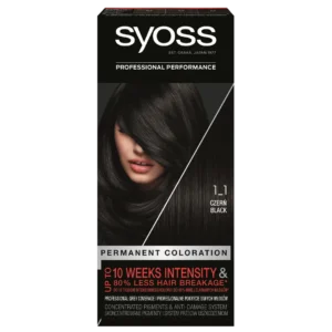 Syoss Permanent Coloration farba do włosów trwale koloryzująca nr 1-1 Czerń, 115 ml