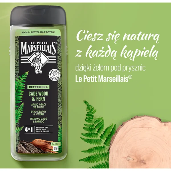 Le Petit Marseillais Żel pod prysznic dla mężczyzn drzewo cade & paproć, 400 ml - obrazek 4