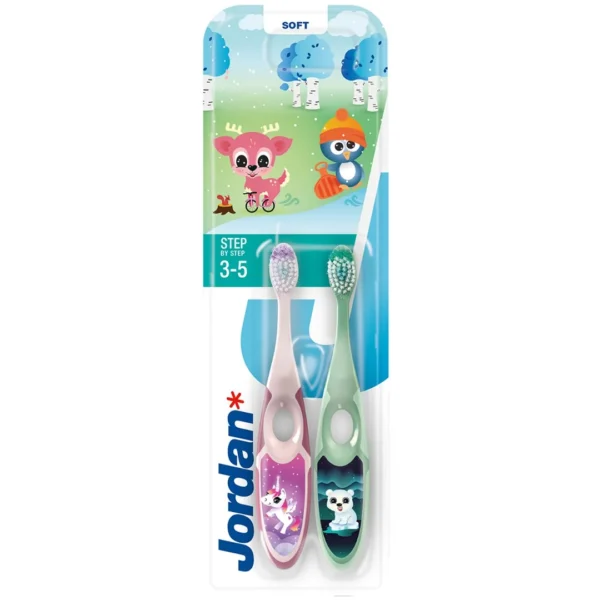 Jordan Step By Step szczoteczka do zębów dla dzieci 3-5 lat miękka, 2 szt.