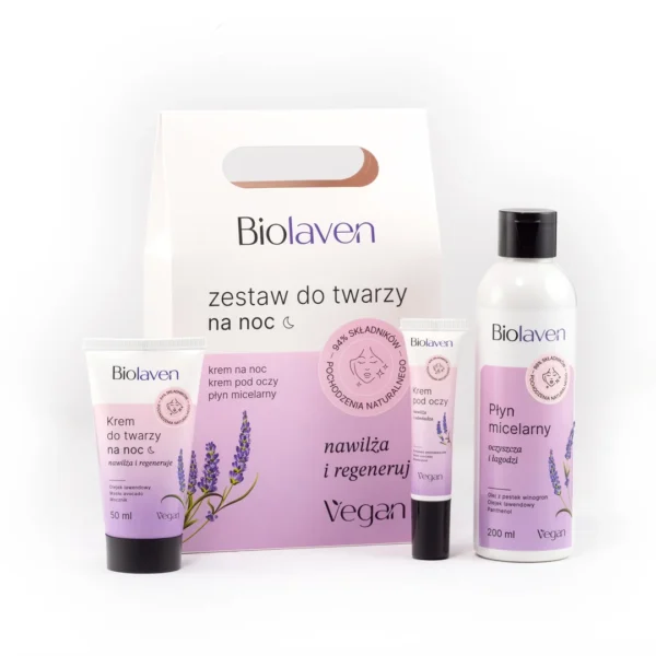 Biolaven zestaw do twarzy na noc (torebka) 200 ml + 50 ml + 15 ml - obrazek 3