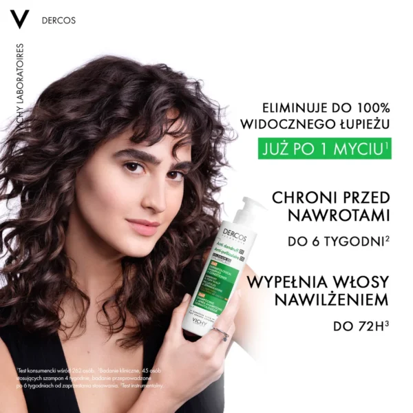 VICHY DERCOS Szampon Przeciwłupieżowy z odżywką 2w1, 390ml - obrazek 3