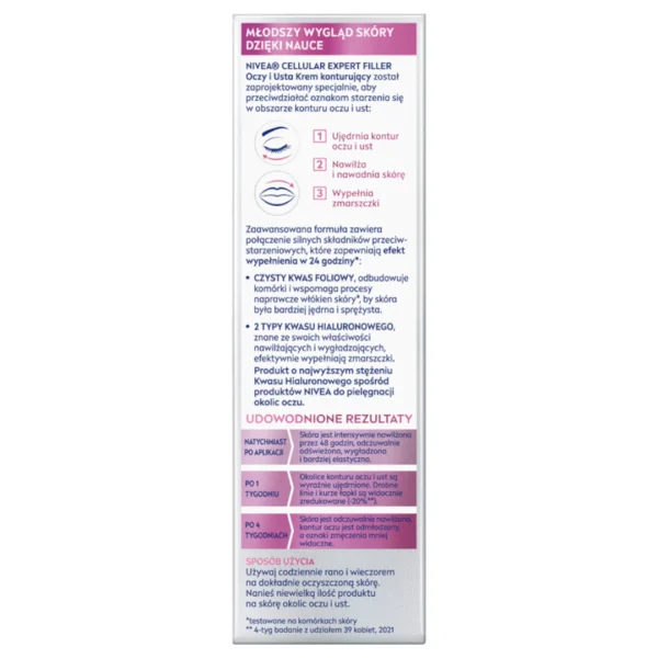 Nivea Hyaluron Cellular Filler Anti-Age odmładzający krem pod oczy, 15 ml - obrazek 4