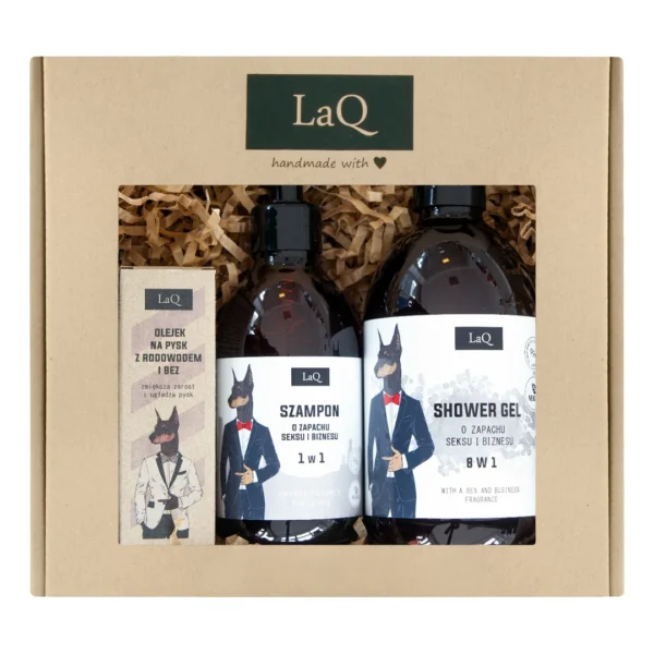 LaQ Doberman Zestaw Żel pod prysznic 500 ml + Szampon 300 ml + Olejek po goleniu i do brody 30 ml - obrazek 2