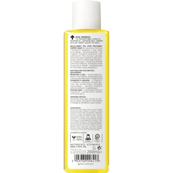 YOPE Skin Progress Super Calm micelarny żel pod prysznic Soft Fruits, 200 ml - obrazek 3