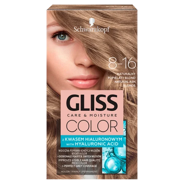 Schwarzkopf Gliss Color farba do włosów nr 8-16 Naturalny popielaty blond, 1 szt.