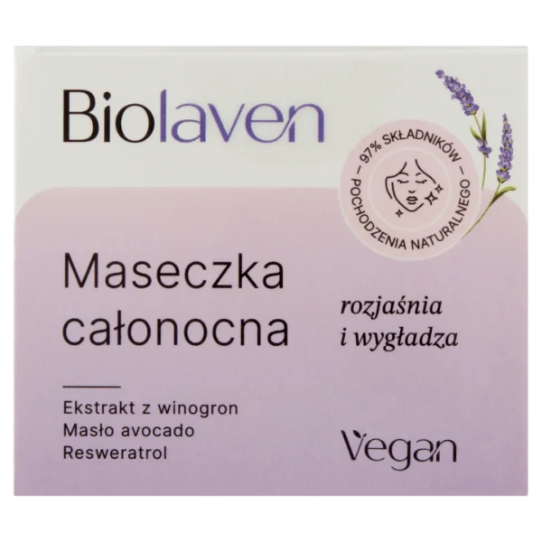 Biolaven organic maseczka całonocna do twarzy Olej z pestek winogron & Resweratrol & Olejek lawendowy, 45 ml - obrazek 2