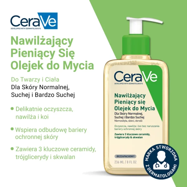 CeraVe nawilżający pieniący się olejek do mycia, 236 ml - obrazek 3