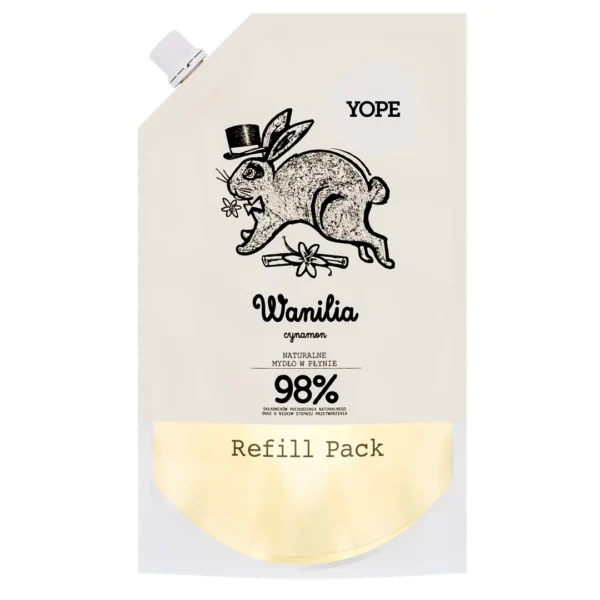 YOPE mydło w płynie wanilia i cynamon, Refill, 500 ml