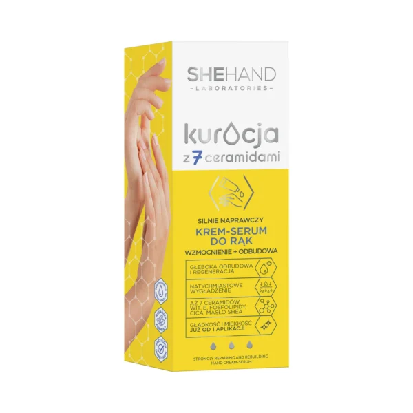SheHand Kuracja z 7 ceramidami silnie naprawczy krem-serum do rąk Wzmocnienie + Odbudowa, 75 ml - obrazek 4