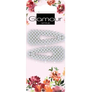 Glamour spinki-pyk z perełkami, białe, 2 szt.