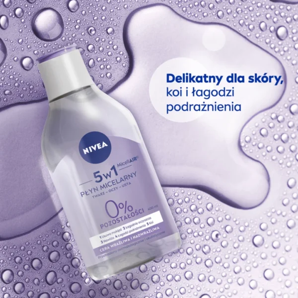 Nivea Pielęgnujący płyn micelarny 5 w 1 do cery wrażliwej i nadwrażliwej, 400 ml - obrazek 6