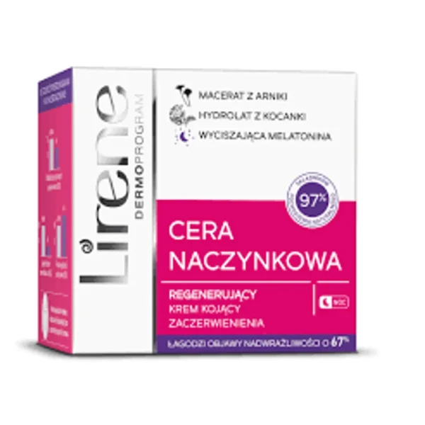 Lirene CERA NACZYNKOWA regenerujący krem kojący zaczerwienienia na noc, 50 ml - obrazek 3