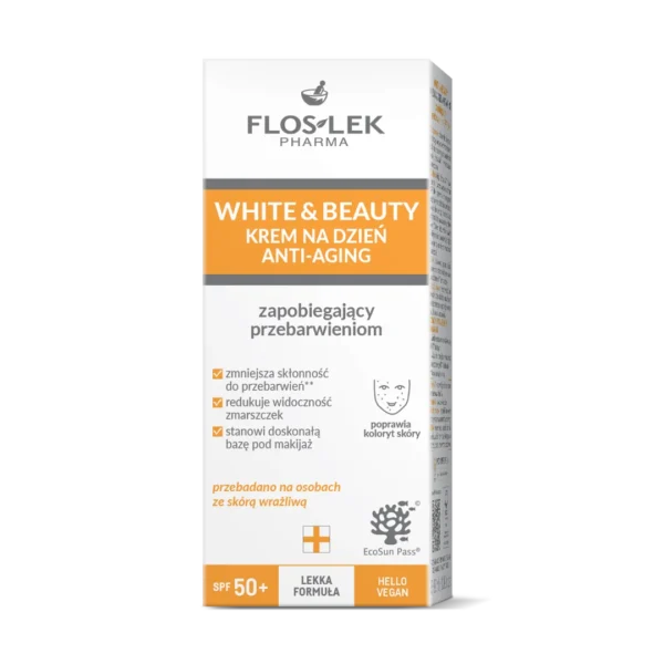 Floslek White & Beauty krem na dzień anti-aging zapobiegający przebarwieniom SPF 50+, 50 ml