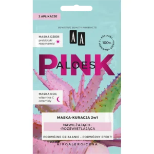 AA ALOES PINK maseczka nawilżająco-rozświetlająca maska-kuracja 2w1 dzień i noc, 30 ml