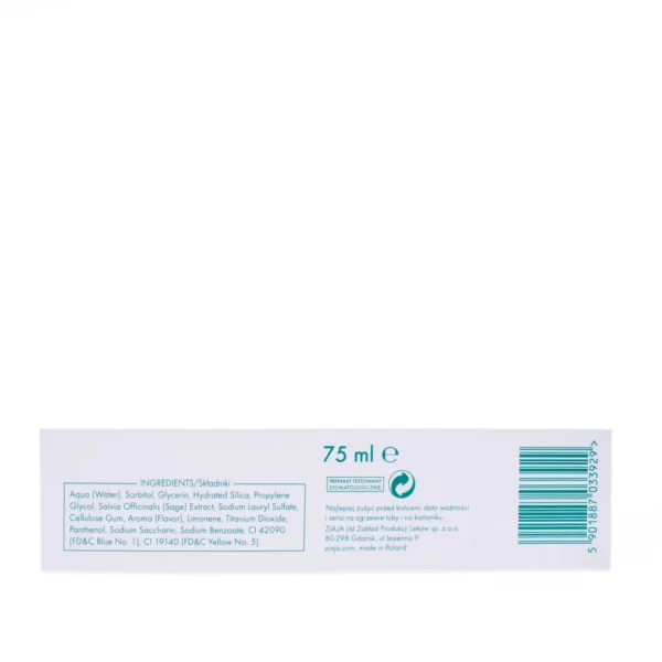 Ziaja Mintperfekt Szałwia pasta do zębów bez fluoru, 75 ml - obrazek 3