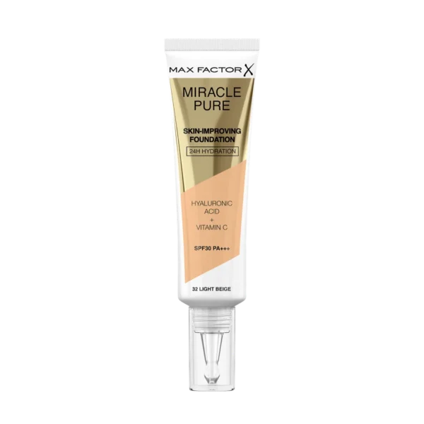 Max Factor Miracle Pure Skin Podkład poprawiający kondycję skóry nr 32 Light Beige, 30 ml - obrazek 3