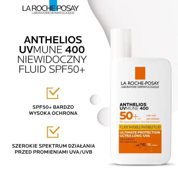 La Roche-Posay Anthelios UVMune 400 niewidoczny fluid SPF 50+, 50 ml - obrazek 2
