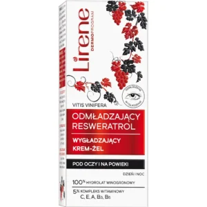 Lirene Resweratol krem żel wygładzająco-rozświetlający pod oczy i na powieki, 20 ml