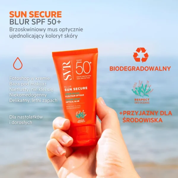 SVR Sun Secure Blur SPF 50+ nawilżający, kremowy mus ochronny, 50 ml - obrazek 4