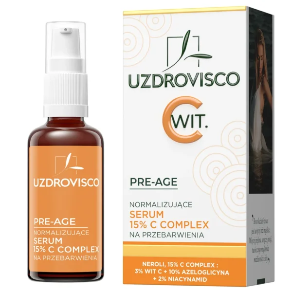 Uzdrovisco Pre-Age antyoksydacyjne serum do twarzy 15% z witaminą C, 30 ml