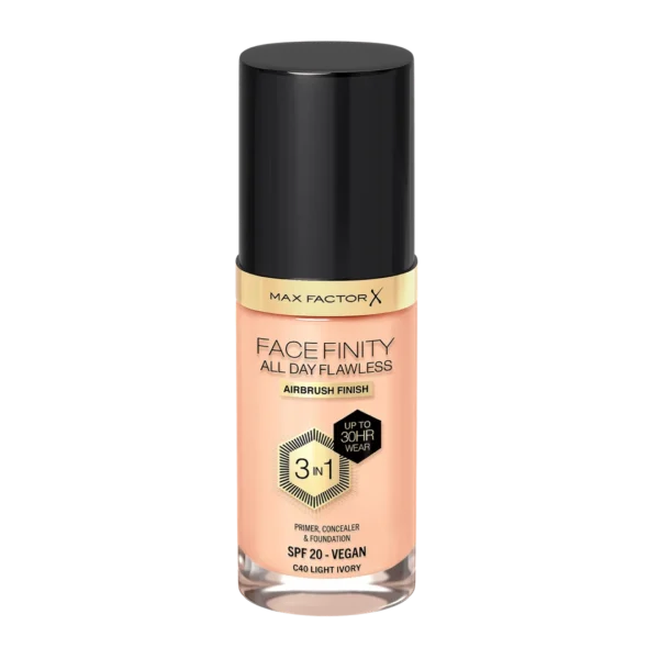 Max Factor Facefinity All Day Flawless 3in1 Kryjący podkład w płynie z filtrem SPF 20 nr C40 Light Ivory, 30 ml - obrazek 2