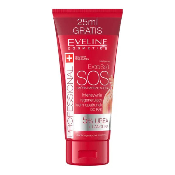 Eveline Cosmetics Extra Soft SOS intensywnie regenerujący krem-opatrunek do rąk 5% urea + lanolina, 100 m