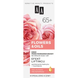 AA FLOWERS & OILS 65+ krem przeciwzmarszczkowy na okolice oczu i ust, 15 ml, 200 ml